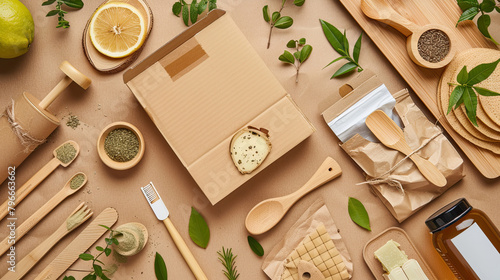 Wallpaper Mural An image depicting products with eco-friendly packaging solutions, such as biodegradable materials or minimalist designs, highlighting the move away from excessive and non-recyclable packaging. Torontodigital.ca