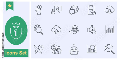 SEO, Search Engine Optimization icon set symbol collection, logo isolated vector illustration