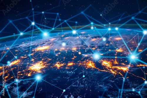 Interconnected Global Cloud Computing Network Bridging Digital Data Across Cities and Countries