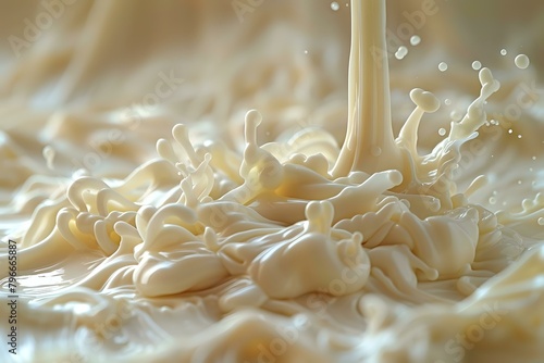 Graceful swirl of cream as it almost pauses mid-flow