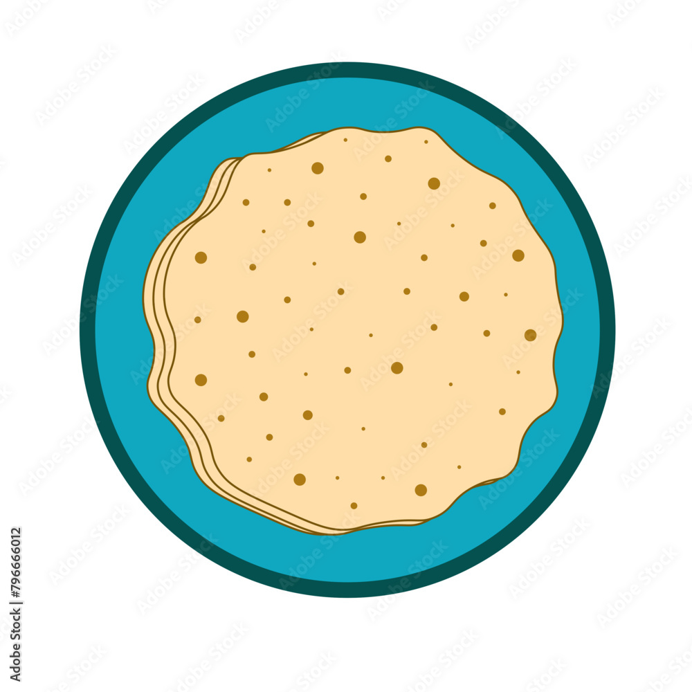 Papad indian food, Gujarati popular food for dinner. Vector Illustration Papad indian food, Gujarati popular food for dinner. Vector Illustration