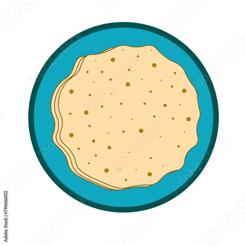 Papad indian food, Gujarati popular food for dinner. Vector Illustration 