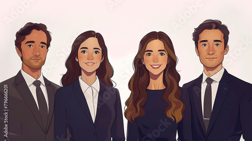 Young professional people corporate portrait illustration