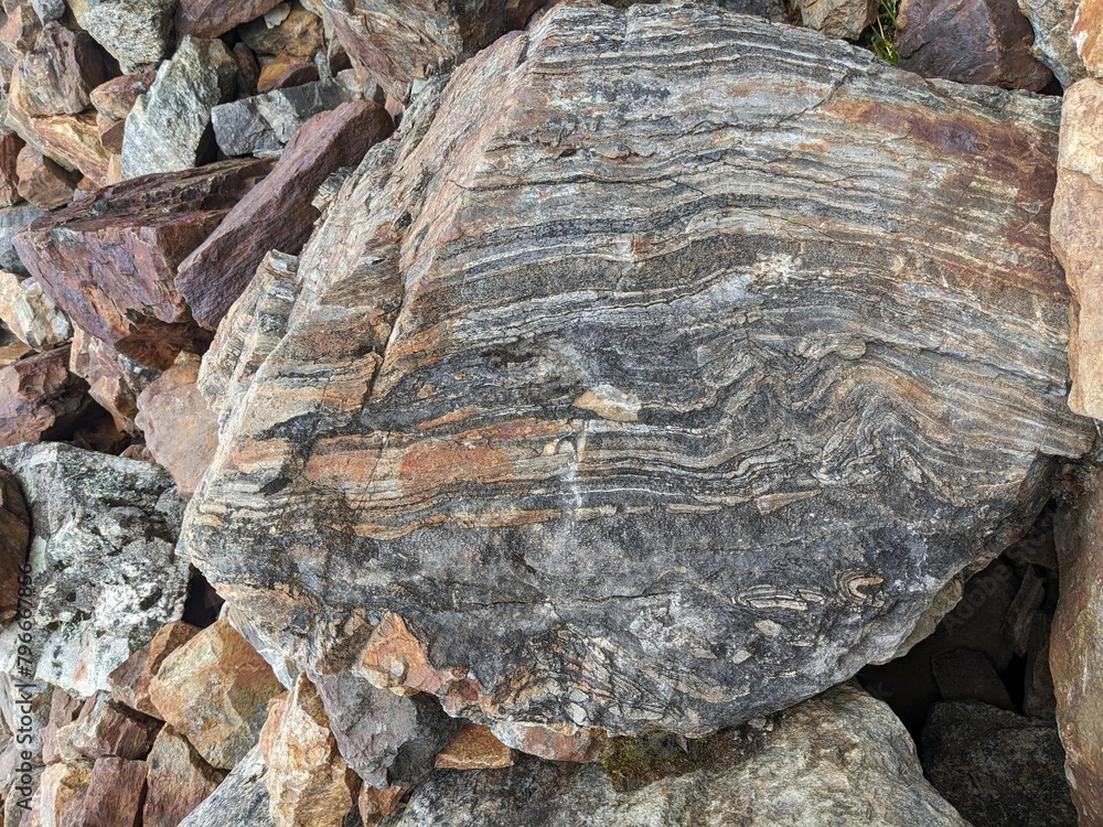 Precambrian folded-faulted banded iron formation in the Andes mountains, Peru - April 2024 Precambrian folded-faulted banded iron formation in the Andes mountains, Peru - April 2024