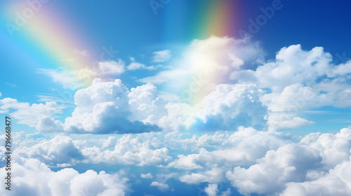 Stunning Cloudscape with Vivid Rainbow and Sunlight