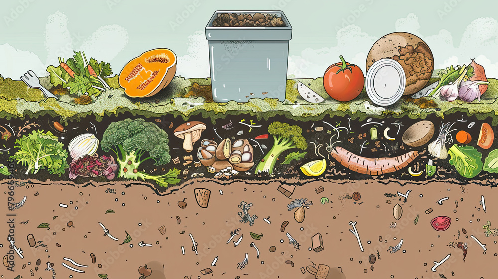 Diagram Detailing The Composting Process From Kitchen Scraps To Diagram Detailing The Composting Process From Kitchen Scraps To