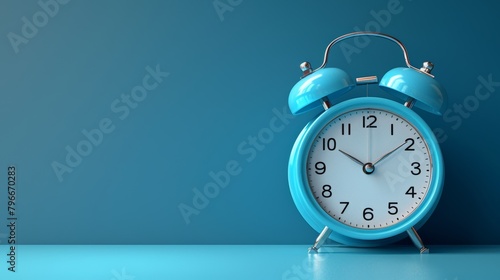 A realistic alarm clock on blue background with time countdown, last chance sales, or deadline concepts. Modern illustration.