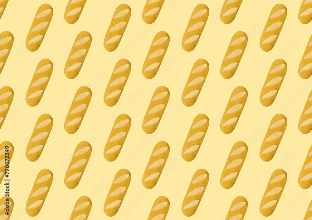 Baguette pattern. A postcard with baguettes. Seamless pattern with baguette. Background. Baguette Baguette pattern. A postcard with baguettes. Seamless pattern with baguette. Background. Baguette
