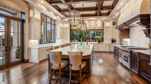 Kitchen interior in new luxury home. © NooPaew