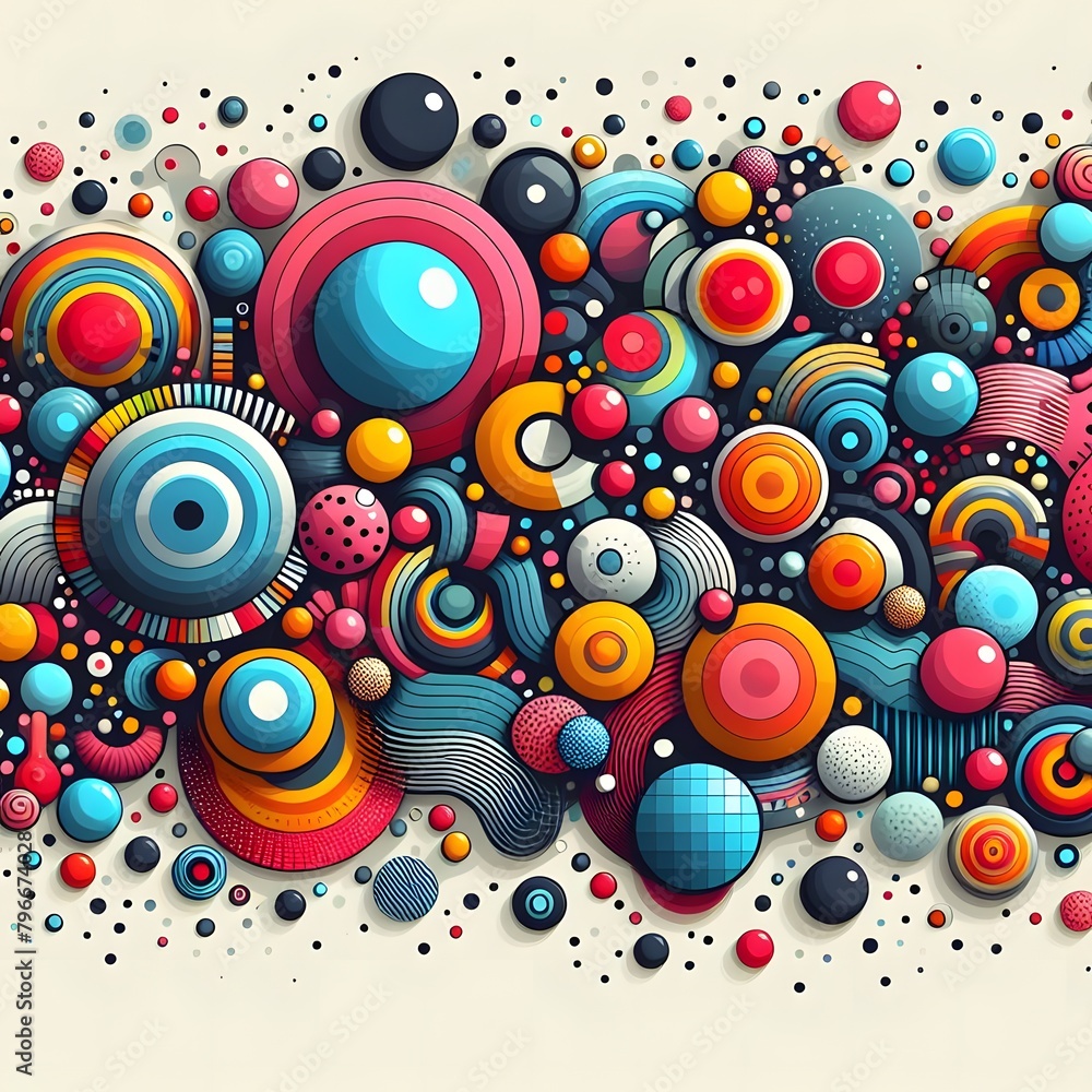 Obraz premium Vibrant Abstract Objects Dot Stickers Creative and Colorful Graphics for Your Projects