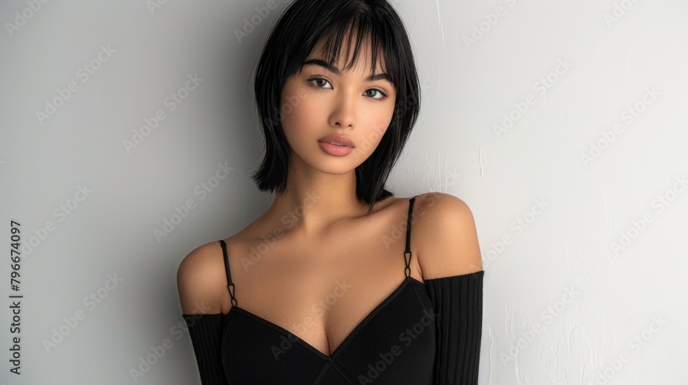Fototapeta premium Woman in black top posing