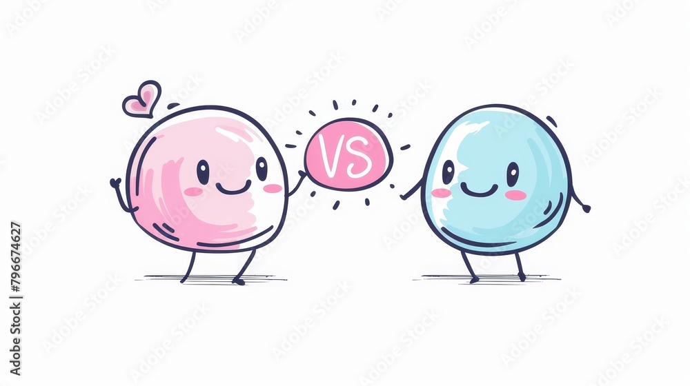 Cute vs text in a hand-drawn style  AI generated illustration
