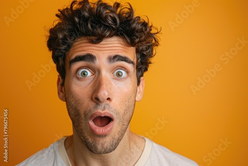 Surprised man with mouth open photo