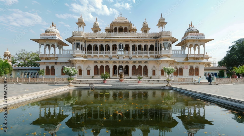 Obraz premium Elegant palace with intricate architectural details AI generated illustration