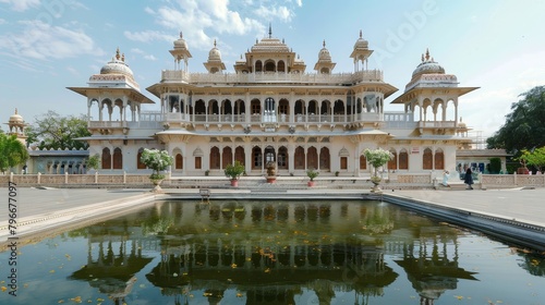 Elegant palace with intricate architectural details  AI generated illustration photo