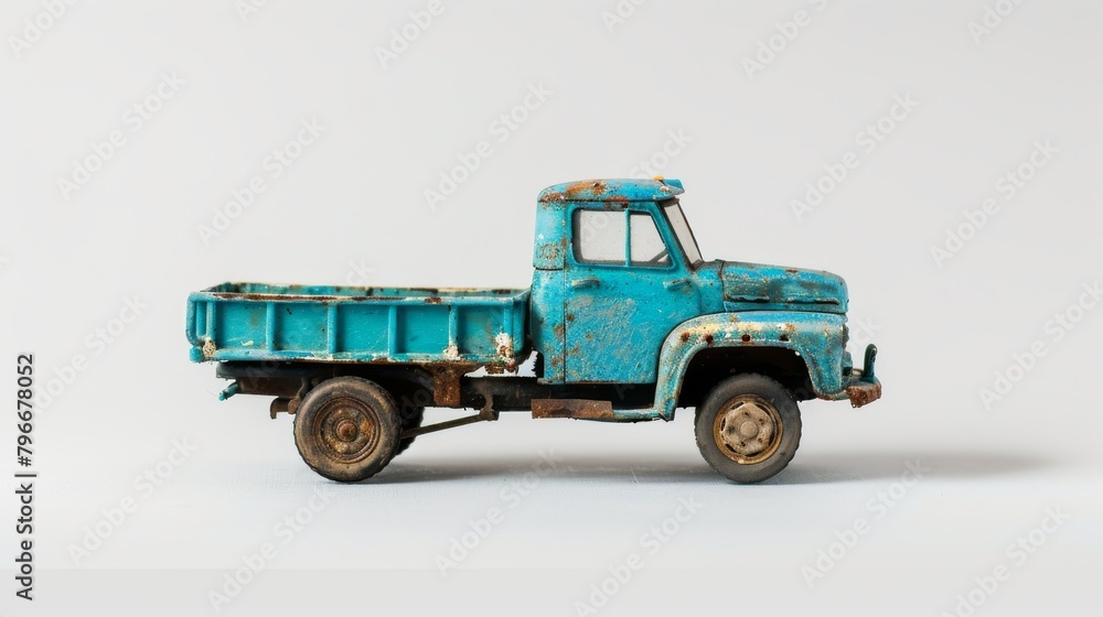 Vintage toy truck isolated on a white background with clipping path