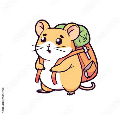 Hamster Hiking Vector Illustration of Artistic Character Design