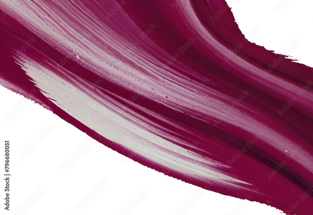 Magenta paint stroke on a solid white background, generative AI