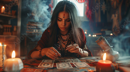 Fantasy beautiful girl in image of gypsy witch 