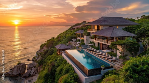 A large house with a pool and a view of the ocean © Hope