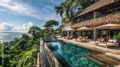 A beautiful pool with a view of the ocean and mountains © Hope