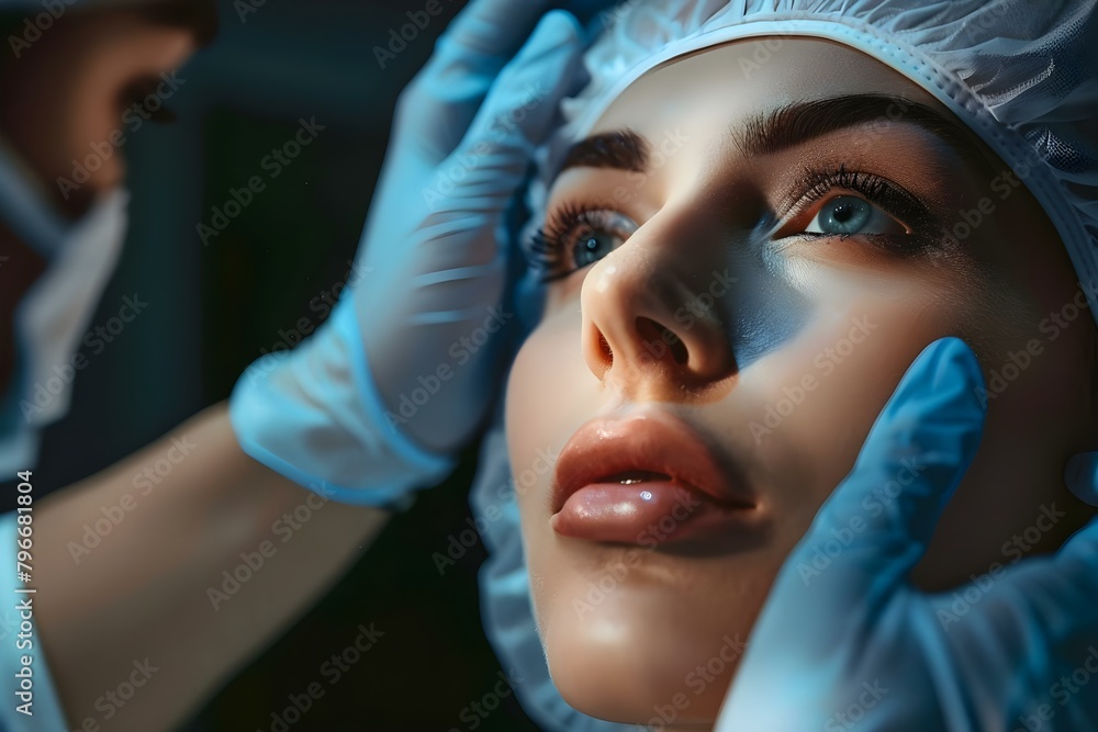 Surgeon prepping for cosmetic rhinoplasty procedure on patients nose