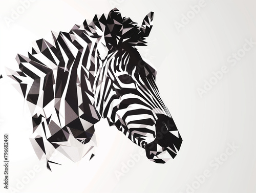 A Black and White Geometric Pattern of a Zebra Head on a White Background © Nathan Hutchcraft