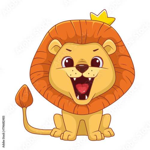 Lion growling cartoon vector illustration © platinka