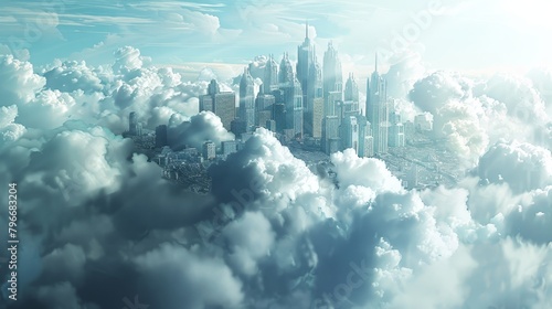 Floating city in the clouds  AI generated illustration © ArtStage