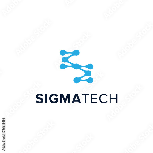 sigma tech simple sleek creative geometric modern logo design vector