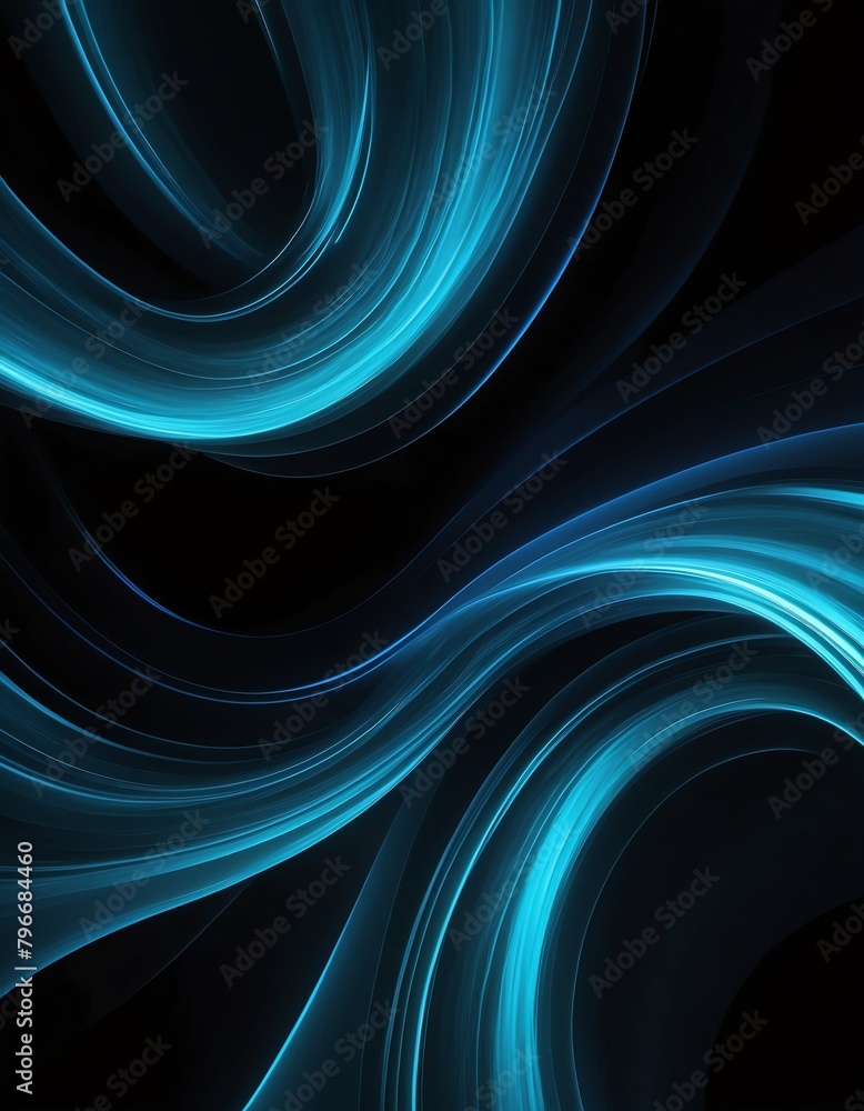 blue and teal light motion blur abstract on plain black background from Generative AI blue and teal light motion blur abstract on plain black background from Generative AI
