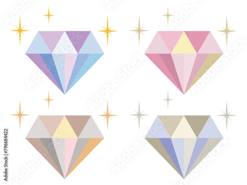 フラットなカラーのダイヤモンドセット