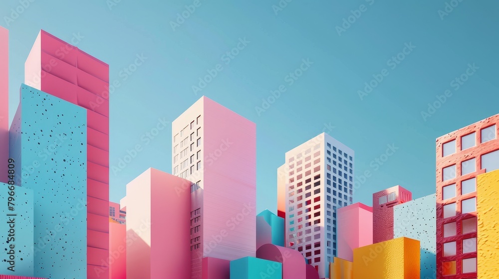 Geometric shapes forming abstract buildings  AI generated illustration