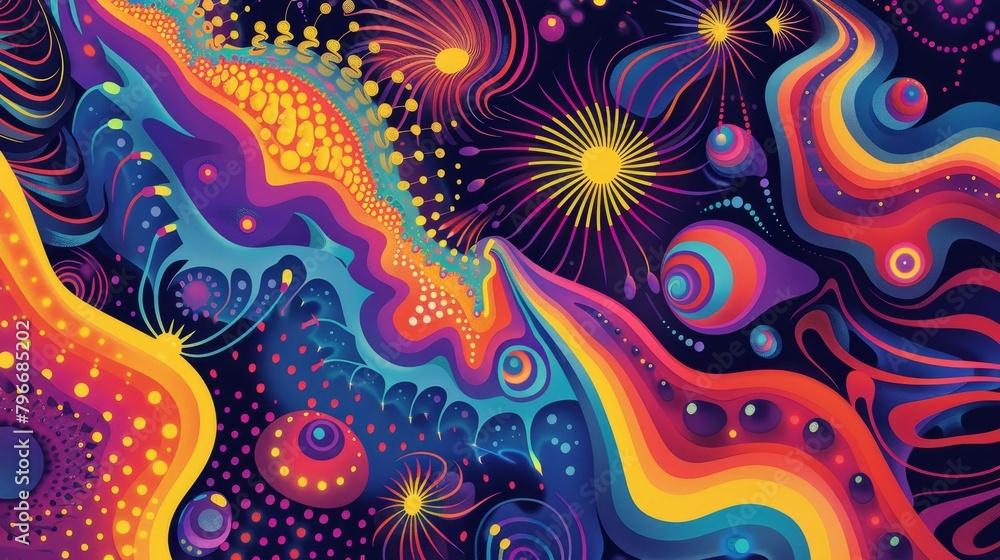 Groovy and psychedelic patterns AI generated illustration Groovy and psychedelic patterns AI generated illustration