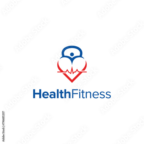 health fitness simple sleek creative geometric modern logo design vector