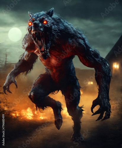 A digital art of realistic portrait of werewolf from skyrim