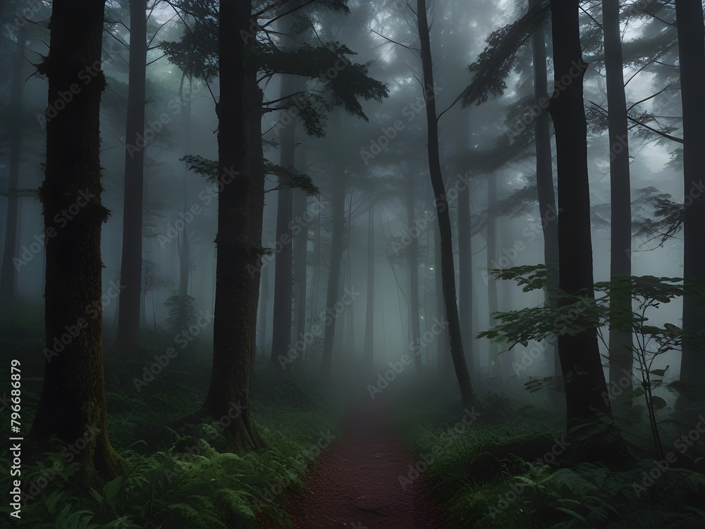 fog in the forest, fog in the woods, green woods, lush trees, green lush forest, foggy trees, nature, nature, natural forests, trees in the forest, forest wallpapers, green wallpapers, wallpapers