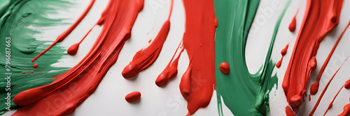 Red  green oil paint  abstract texture on a white background. 3 1 texture banner and background style. Suitable for website headers or background images  cosmetic branding  Interior design concepts