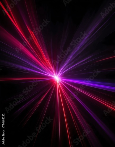 red and purple light motion blur abstract on plain black background from Generative AI
