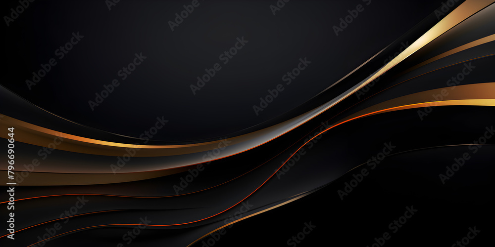 Abstract black wallpaper background with soft golden line elements Abstract black wallpaper background with soft golden line elements