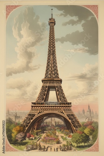 Eiffel tower architecture painting building.