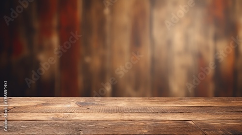 Aged wooden table with a blurred vintage room background  enhancing the nostalgic and antique feel for heritage or traditional product showcases.