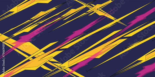 Livery wrap banner car sticker abstract lines yellow pink sporty brush grunge lightning storm motorsport vector design racing modern pattern eps 10.