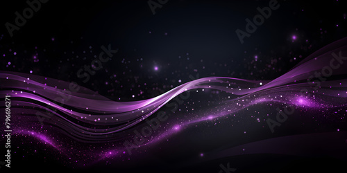 Abstract black wallpaper background with soft purple sparkle line elements
