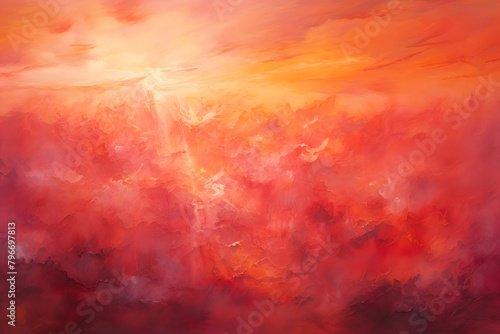 Scarlet Sunset Symphony, abstract landscape art, painting background, wallpaper, generative ai © Niko