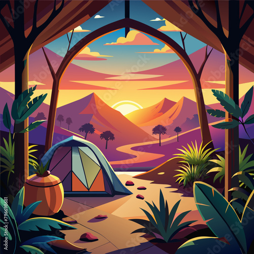 Sunrise in a tent