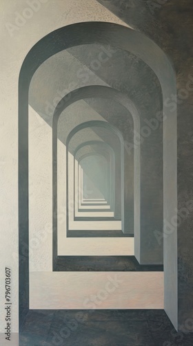 Minimal space classic building hall way architecture corridor painting.