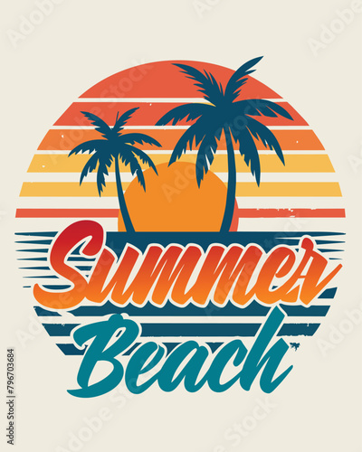 Summer beach t shirt  design  illustration 