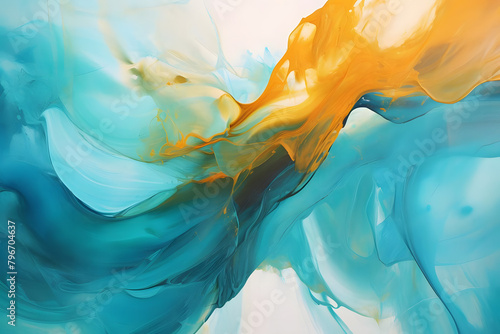 Tranquil Turquoise Tango, abstract landscape art, painting background, wallpaper, generative ai