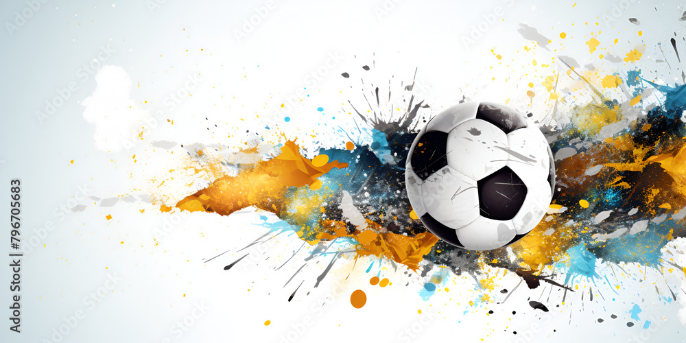 abstract soccer background with ball isolated on white background concept of art 